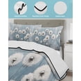 thumbnail image 4 of White Dandelion Queen Size Down Alternative Comforter, Lightweight Comforter Quilt Bedding Set with Pillow Shams Blue Oil Painting Retro Modern Art All Seasons Bed Comforter Duvet Insert 90"x96", 4 of 7