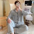 thumbnail image 4 of Conjunto de pijama de gofre suave para hombre, ropa de dormir para dormitorio, pantalones de manga larga, ropa de casa de moda, ropa de noche para hombre, 2 piezas, 4 of 4