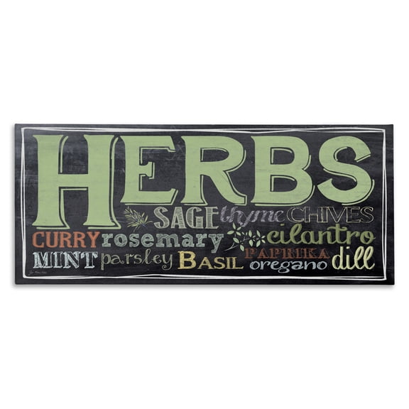 Stupell Industries Traditional Herbs Chalkboard Look Typography Kitchen Canvas Art, 30 x 13, by Jo Moulton