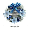 thumbnail image 3 of Christmas Flower Wreath Door Hanging Wall Hanging Rattan Wreath Atmospheric Scene Decorations Strobiles Imitation Bow Red Fruit Wreath, Blue, 3 of 7