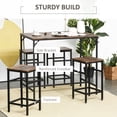 thumbnail image 4 of Industrial 5-Piece Bar Table Set with 4 Stools - Rustic Brown Dining Set for Kitchen, Dinette & Living Room - Space-Saving Design, 39.4" x 23.6", 4 of 7