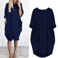 thumbnail image 3 of Women Casual Solid T Shirt Dress Summer Loose Dresses with Pocket Plus Size, 3 of 3