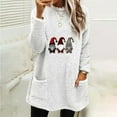 thumbnail image 2 of CFLVAEK Christmas Sweatshirts for Women Plus Size Fuzzy Sherpa Fleece Sweatshirt Round Neck Thermal Pullover Tops Cute Xmas Elf Graphic Loungewear with Pockets White XL, 2 of 5