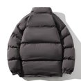 thumbnail image 2 of KaLI_store Men's Parka Jacket Men's Drawstring Hooded Puffer Jacket Zipper Parka Long Down Coat Grey,XL, 2 of 5