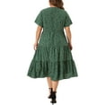 thumbnail image 3 of Agnes Orinda Women's Plus Size Dresses Tiered Polka Dots Short Sleeves Babydoll Midi Dresses 2X Dark Green, 3 of 6