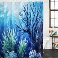 thumbnail image 2 of Xipuska Blue Green Coral Shower Curtain - Water Repellent Fabric Shower Curtains Washable, Summer Watercolor Ocean Plant Decorative Polyester Cloth Bathroom Curtains Modern Bath Decor 36"x72", 2 of 6