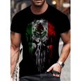 thumbnail image 1 of Men's 3D Skull Print Crew Neck T-Shirt, Casual Polyester Knit Fabric Tee, Regular Fit, Breathable Comfort, with Vibrant Graphic for Summer Outdoor Wear, Skull Shirt, 1 of 5