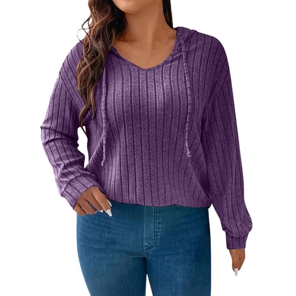 ZJXFGS Plus Size Sweaters for Women Oversized Knit Sweaters Womens Plus Size Tops Loose Pullover Tunic Sweater Purple 5XL
