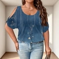thumbnail image 3 of Plus Size Blusas Elegantes Para Mujer, Plus Size Summer Shirts for Women, Plus Size Cold Shoulder Print Loose Short Sleeve Tee Fashion Commute Daily Wear, Navy L, 3 of 4