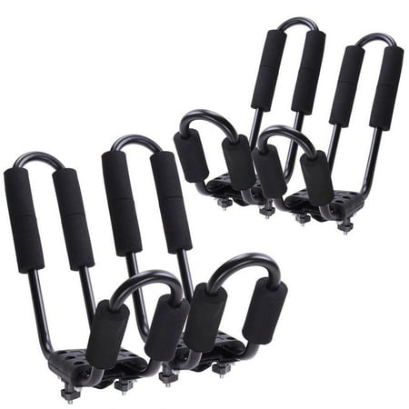 Universal 2 pairs Black J-Bar Kayak Roof Rack Carrier Canoe Boat Surf Ski Roof Top Mount Car SUV Crossbar US Stock (Ship in 1 Business Day)