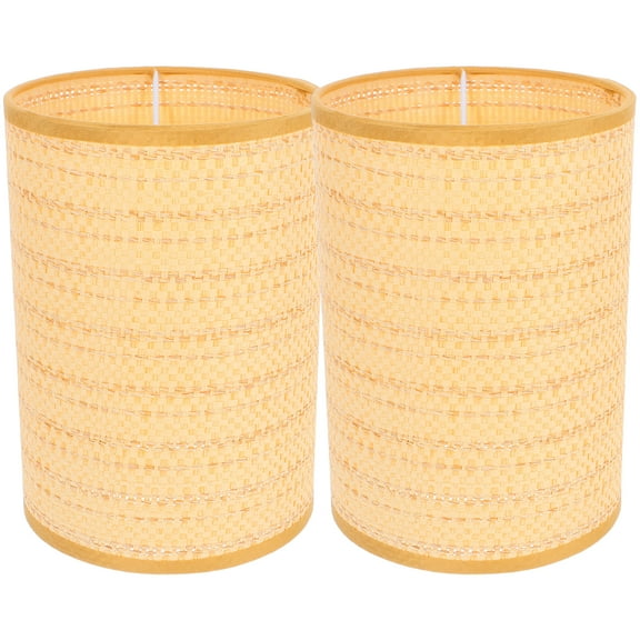 Masteelf 2pcs Indoor Lamp Shades E27/E14 Rattan Lamp Shade Replacement Rustic Lampshade for Floor Lamps
