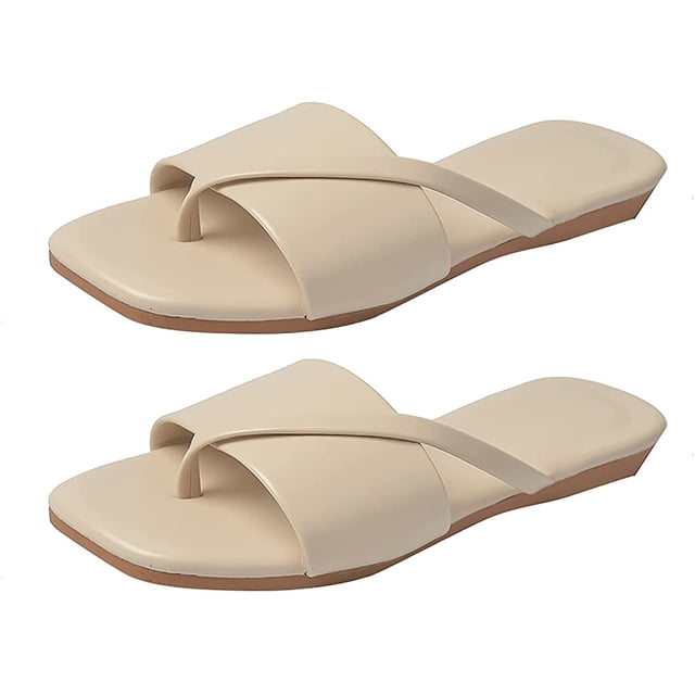 Summer Slippers, Women Sandals Flat Open Toe Summer Soft Sliders Sole Antislip Slippers for Beach