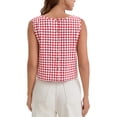 thumbnail image 3 of INSPIRE CHIC Womens Summer Cropped Tank Tops Gingham Top Button Back Casual Sleeveless Blouses Shirts S Red, 3 of 5