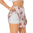 thumbnail image 2 of Bixox Women's Strawberry Floral pattern 2 in 1 Running Shorts - Lightweight Athletic Workout Gym Yoga Shorts Liner with Pockets - XX-Large, 2 of 7