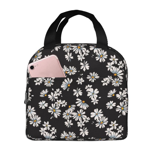 Balery Daisies Flowers Bolsa de Almuerzo Aislada – Caja de Almuerzo con Papel de Aluminio Grueso, Mantiene la Comida Fresca por 4 Horas