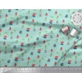 thumbnail image 3 of Soimoi Green Cotton Duck Fabric Octopus & Sailboat Geometric Printed Fabric 1 Yard 42 Inch Wide, 3 of 3