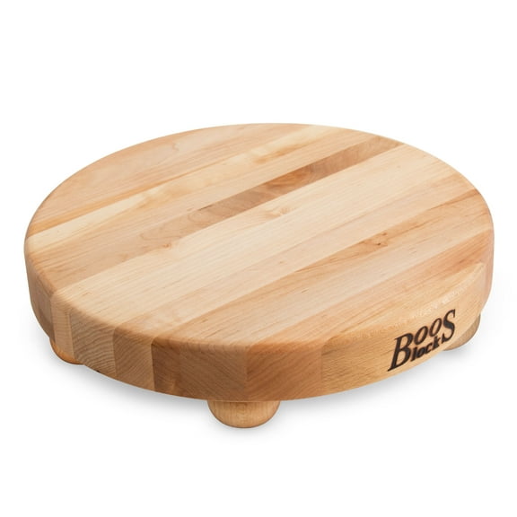 John Boos B Series Round Wood Cutting Board with Feet, 12" x 12", Maple