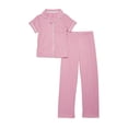 thumbnail image 2 of Catherine Malandrino Girls Ribbed Short Sleeve Top, Pants with Bonus Headband 3-Piece Pajama Sleep Set, Sizes 5-16, 2 of 4
