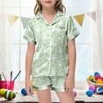 thumbnail image 2 of Children Girls Easter Pajamas Set 4t Short Sleeved Sleepwear Set Cartoon Bunny Loose Buttons 2 Piece Summer Pajama Outfits Green,12-13Y, 2 of 5