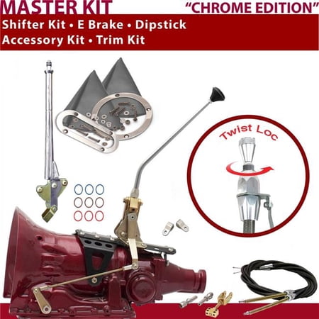 American Shifter TH350 Shifter Kit 12 in. E Brake Cable Clevis Trim Kit Dipstick for CDE9C