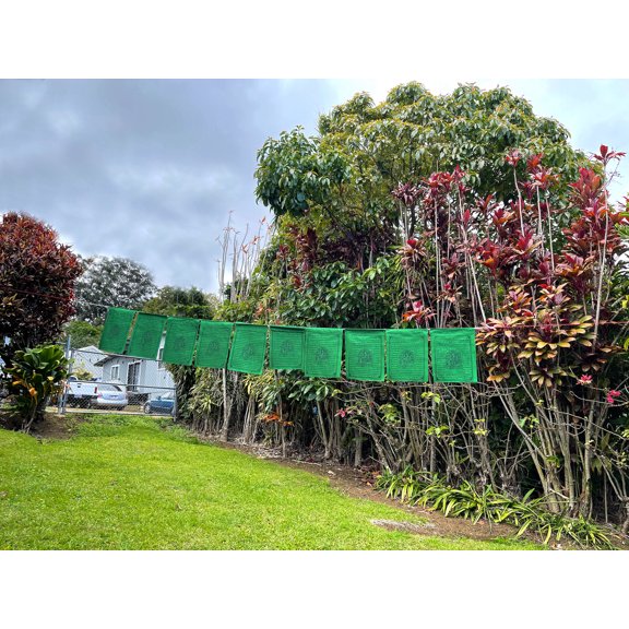 Tibetan Prayer Flags Solid Green Color Green Tara Set of Ten Flags