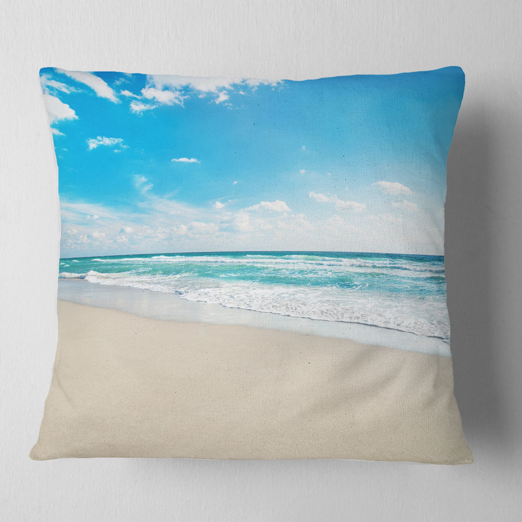 Designart 18" x 18" Blue Polyester Throw Pillow