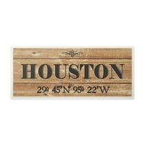 Stupell Industries Plank City Coordinates Houston Town & City Painting Unframed Art Print Wall Art, 7 x 17