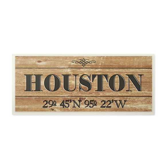 Stupell Industries Plank City Coordinates Houston Town & City Painting Unframed Art Print Wall Art, 7 x 17