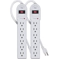 thumbnail image 2 of KMC 6-Outlet Surge Protector Power Strips 2-Pack, 900 Joule Energy Rating, 4-Foot Cord, 2 of 6
