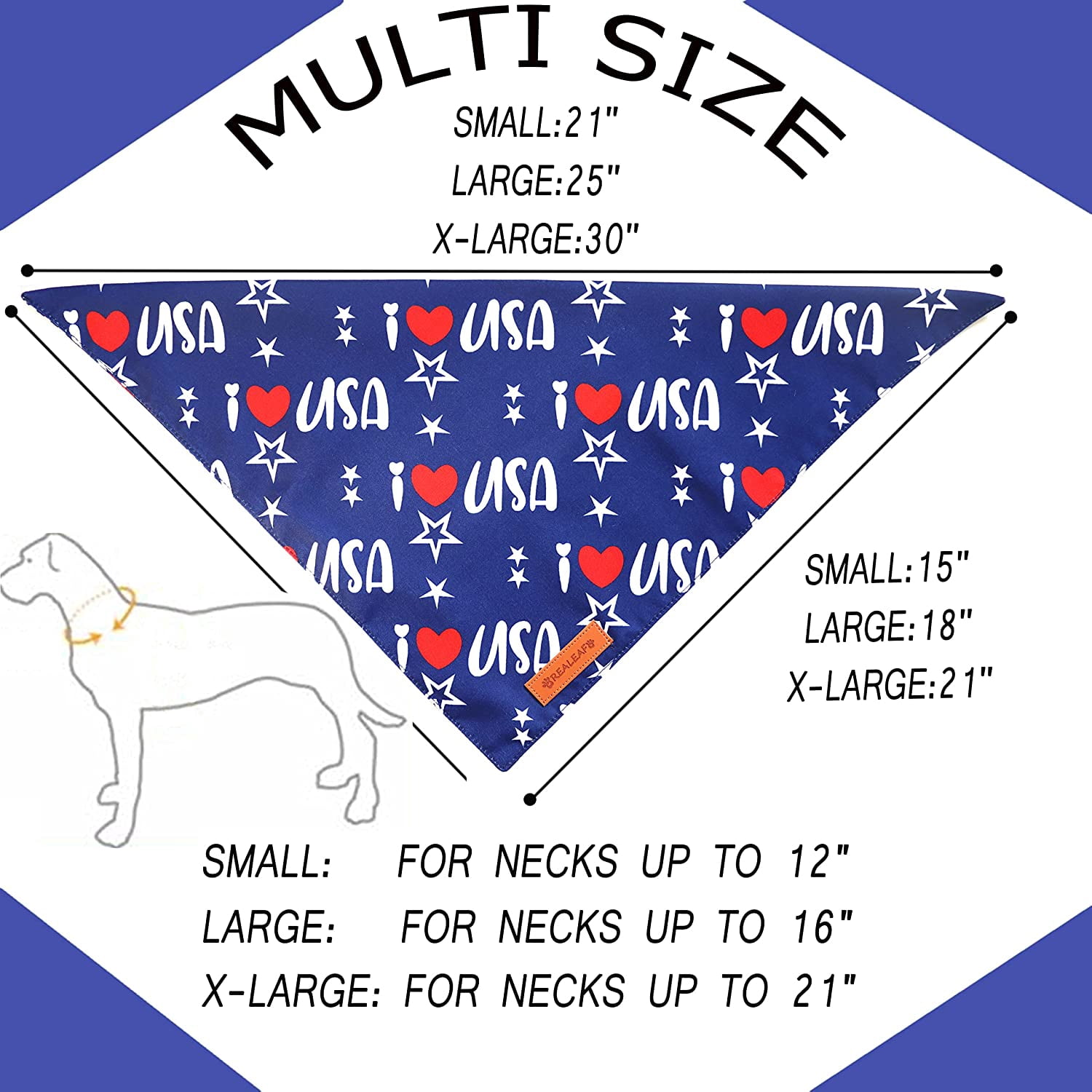 4th of July Bandanas 2 Pack, Triangle Reversible American Flag Pet Patriotic Scarf for Boy and Girl, Premium Durable Fabric, USA Bandana for Medium and Large Dogs (Large)