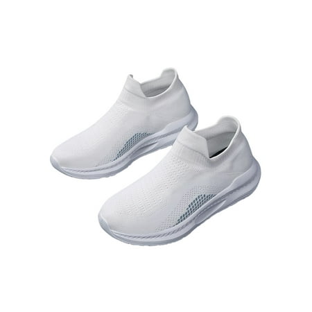 

Crocowalk Mens Athletic Shoe Slip On Sneakers Breathable Running Shoes Unisex Sock Sneaker Gym Comfort Fitness Workout Trainers White 5