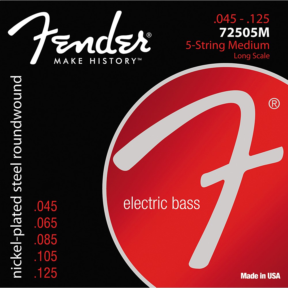 Fender 7250 Nickel-Plated Steel Roundwound V Bass Guitar Strings - 45-125