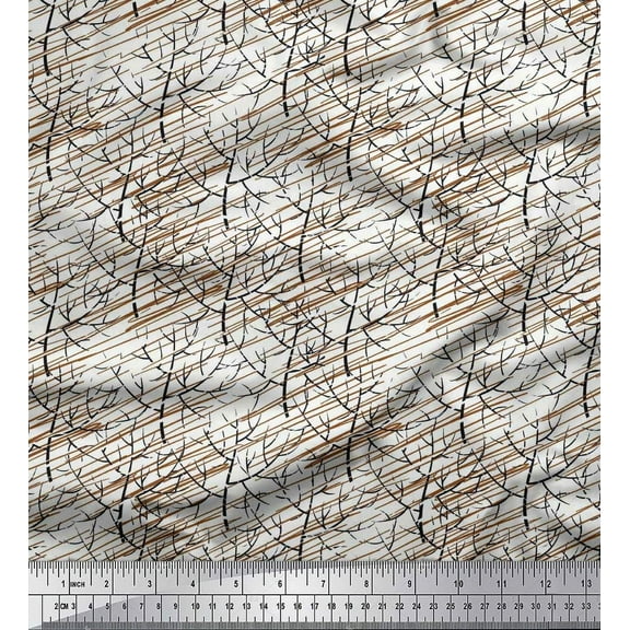 Soimoi Cotton Voile Fabric Dry Tree Printed Craft Fabric by The Yard 42 Inch Wide