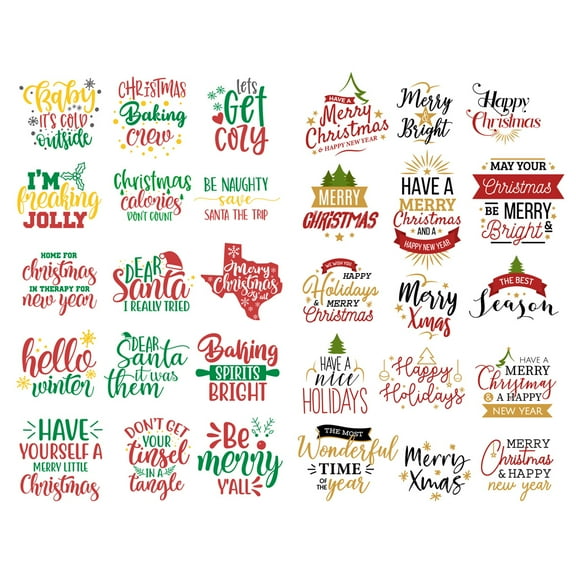 Colorful Christmas Blessing Words Decoration Album Planner Stickers Scrapbooking Diary Sticky Paper Flakes