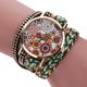 thumbnail image 1 of Reloj de pulsera tejido de múltiples capas para mujer Reloj de pulsera de cuarzo de aleación con esfera floral (verde), 1 of 4