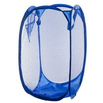 CATIEBYE Mesh Design Laundry Basket Hamper Blue 1Pack