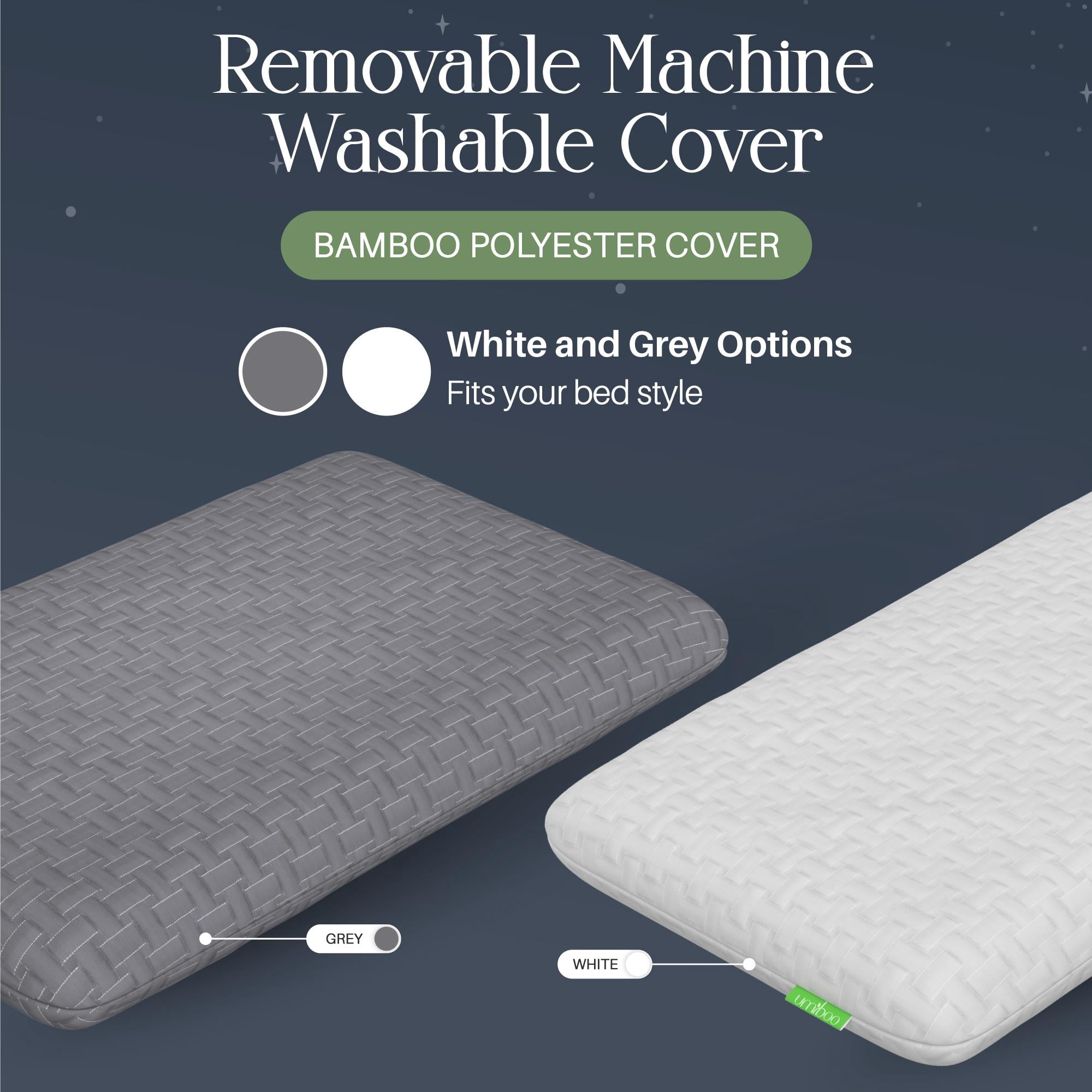 Umiboo Medium Firm Bed 2.6" x 26" x 17" Bamboo Rayon Sleep Pillow - Gel Infused Memory Foam
