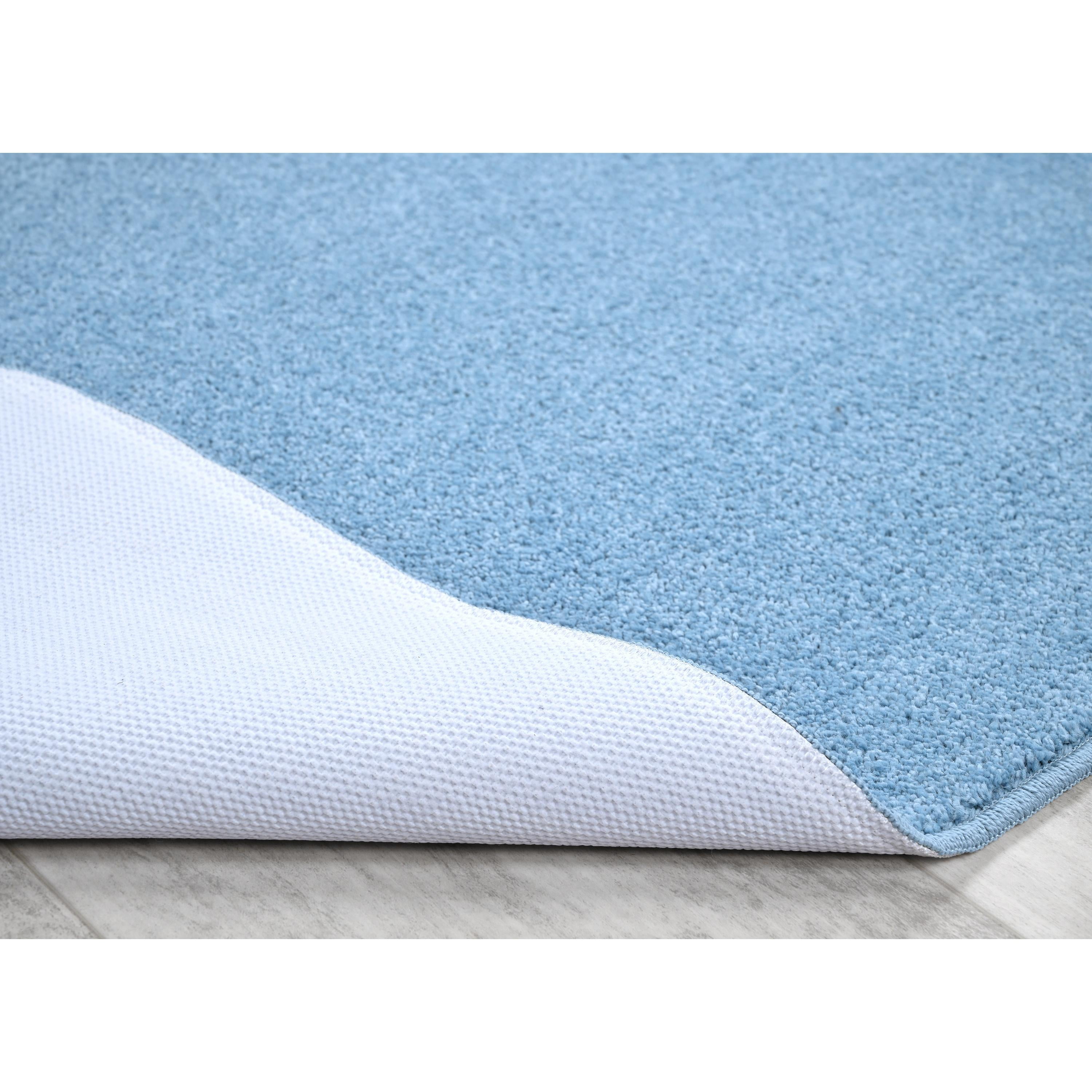 Garland Rug Gramercy Washable Bath Rug Set, 3 Piece (20"x34", Contour Rug, & Toilet Lid) Basin Blue