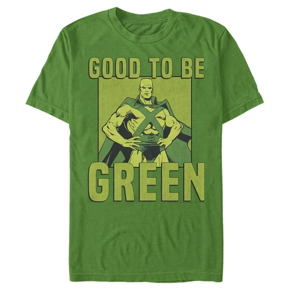 Men's Justice League St. Patrick's Day Martian Manhunter Good to be Green  Graphic Tee Kelly Green Large
