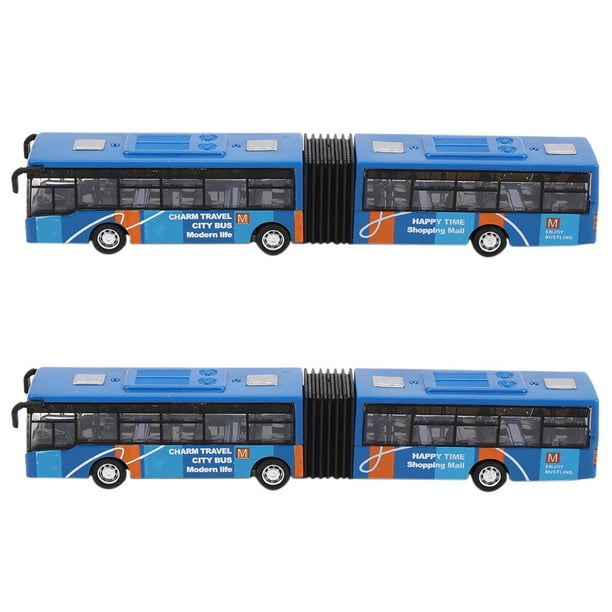 2X Niños Modelo Vehículo Bus Coche Juguetes Pequeño Pull Back Toys Azul