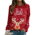 thumbnail image 3 of Sweat-shirt de Noël Femmes Imprimé Mode Pull Vacances Noël Outwear Veste Mi-Longue Fermeture à Manches Longues Cardigan Col Rond Chaud Pull, 3 of 6