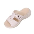 thumbnail image 2 of Samdudou Casual Sandals for Women Summer Open Toe Slip On Slides Woven Raffia Strap Texture Metal Buckle Detail Outdoor Walking Shoes Chic Beach Vacation Slippers Ladies, 2 of 9