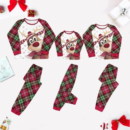 

Christmas Pajamas purcolt Men Matching Family Christmas Pajamas Sets 2pcs Cute Elk Plaid Print Long Sleeve Tops+ Comfort Lounge Pants Suits Holiday Pjs Jammies Sleepwear Loungewear Outfits