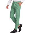 thumbnail image 1 of Pantalonescuadros de vestir pahombre, ajustados, con parte delanteplana, estampados,cuadros de negocios Verde S, 1 of 6