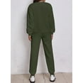 thumbnail image 2 of Arvbitana Women's 2Pcs Outfits Solid Color Long Sleeve Pullover Tops + Elastic Waist Pants Sets for Streetwear Activewear Daily Clothes, 2 of 3