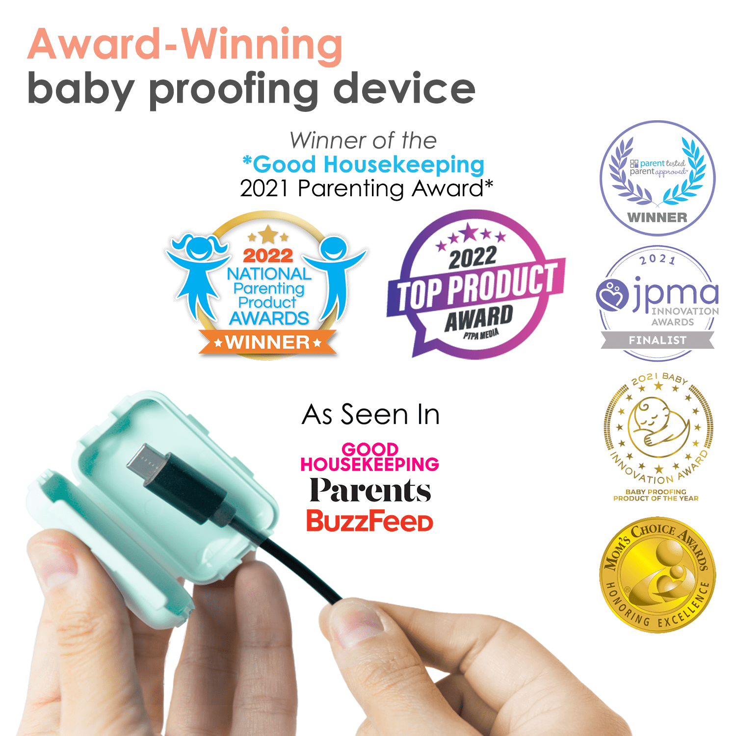 Watch Your Mouth Baby Proof Cord Cover | Award-Winning USB Charger Cover  for Baby Proofing Cords | BPA & Phthalate-Free Charger Cover Protector 