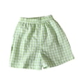thumbnail image 3 of OGLCCG Girls Plaid Shorts Kids Gingham Elastic Waist Wide Leg Short Pants with Pockets Casual Lounge Shorts for Toddler 6M-7T, 3 of 8