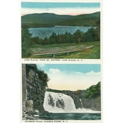 New York View of Lake from Mt Whitney, Rainbow Falls, Ausable Chasm Collectible Art Print Wall Decor Travel Poster, Available in Multiple Sizes