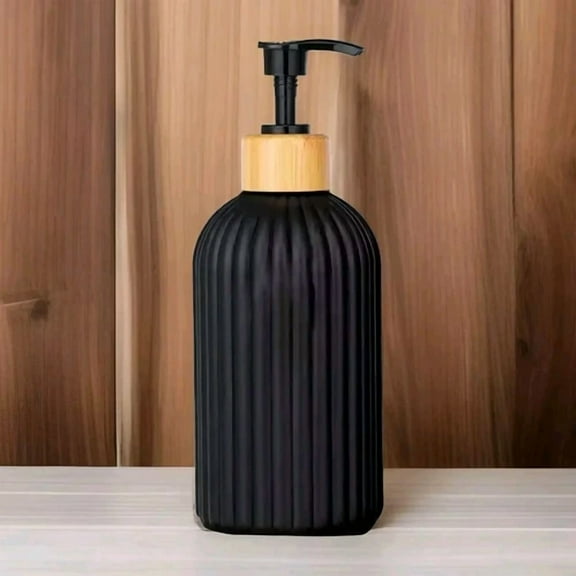 Modern 500Ml Plastic Bamboo Soap Shampoo Dispenser Kitchen Bathroom Dispenser