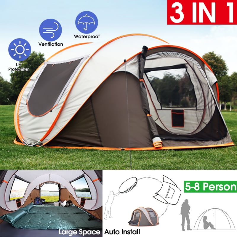 Camping Tent 1-2 Person Ultralight Backpacking Tent Automatic Pop Up Quick Open Tent for Hiking Camping Outdoor Waterproof UV Protection Sun Shelter Waterproof Family Tent 